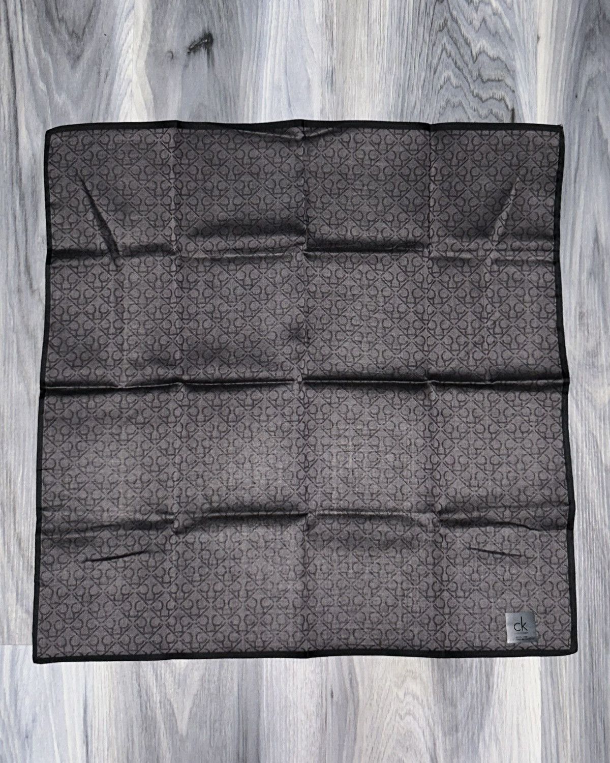 Calvin Klein Calvin Klein Vintage Black CK AOP Cotton Handkerchief Scarf Size ONE SIZE - 3 Thumbnail