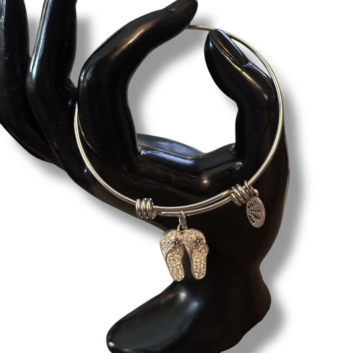 Other Silver tone rhinestone flip flops expandable bangle bracelet Size ONE SIZE - 2 Thumbnail