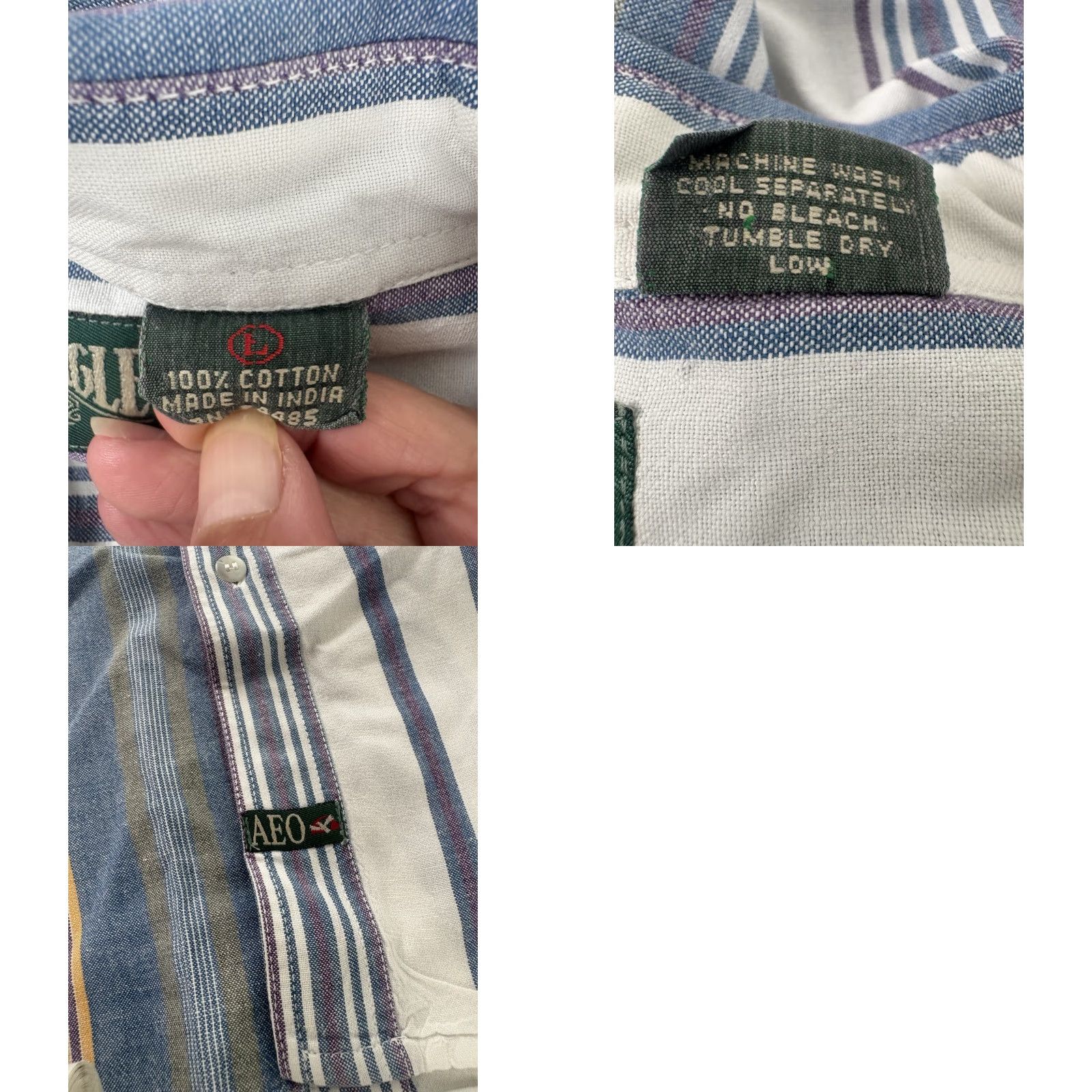 American Eagle Outfitters VINTAGE American Eagle Men’s Shirt Short Sleeve Cotton Button-Up Multi Striped 100% Woven Casual Summer Size US L / EU 52-54 / 3 - 8 Thumbnail