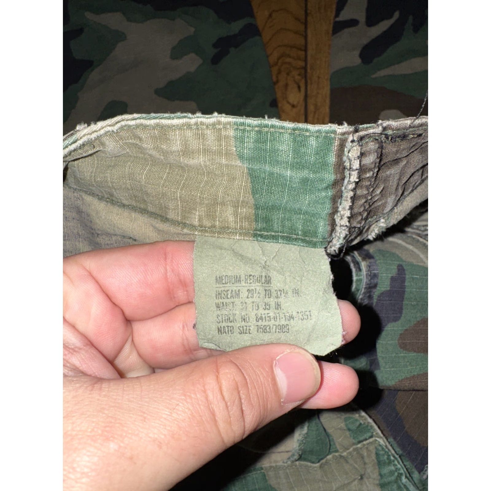 AMO Military Camo Cargo Pants Green 32x28 Distressed Tactical Double Knew Men Size US 32 / EU 48 - 6 Thumbnail