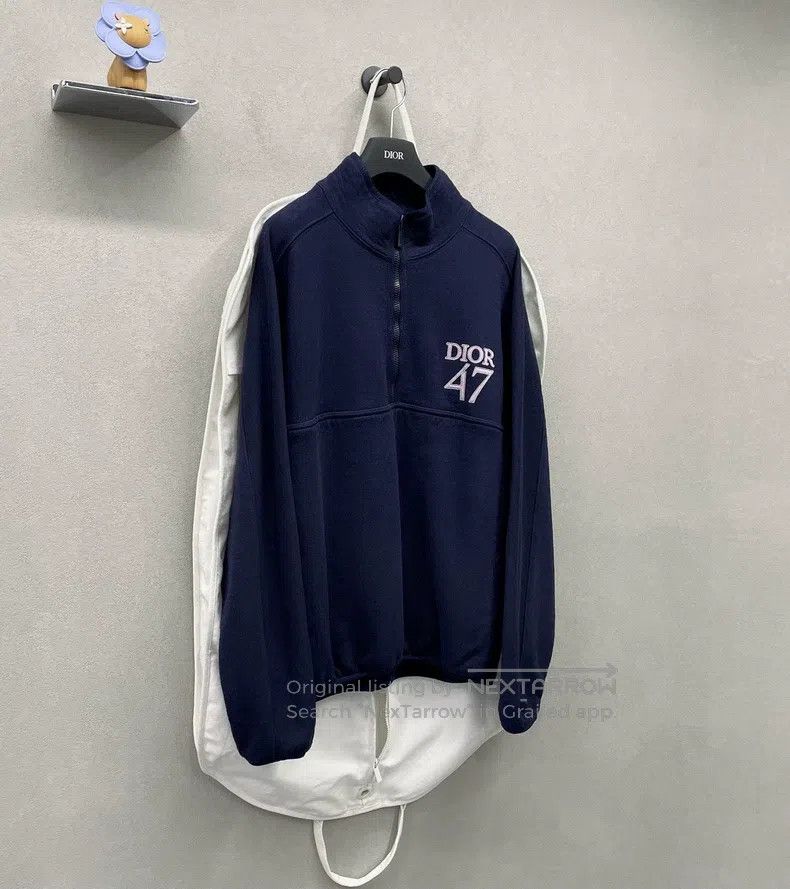 Dior Dior Dark blue embroidered 47 half-zipper sweatshirt Size US L / EU 52-54 / 3 - 3 Thumbnail