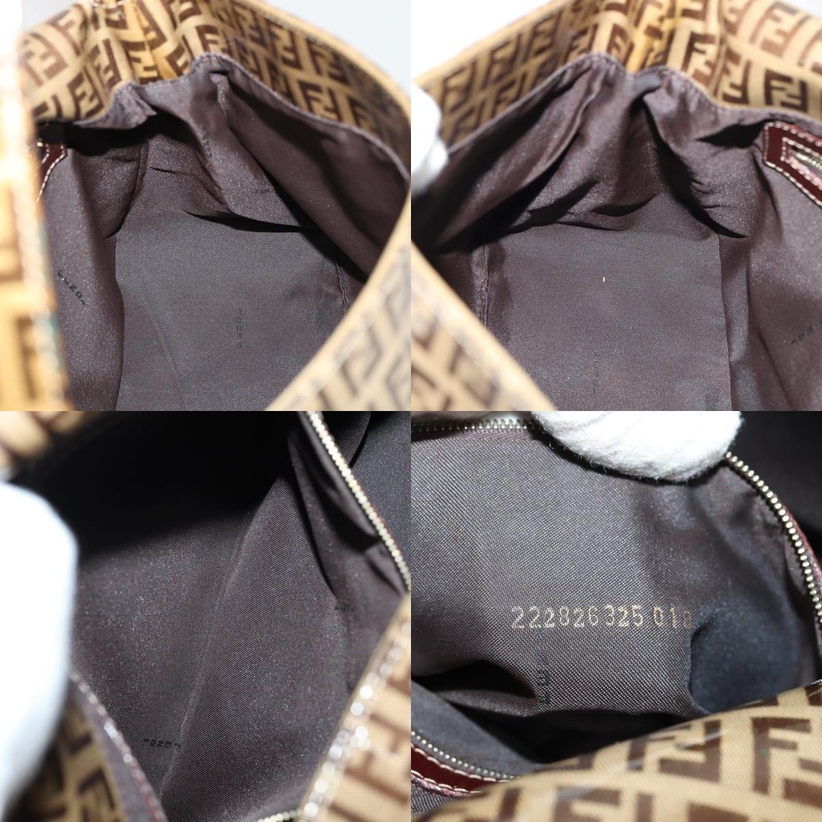 FENDI Zucchino Canvas Mamma Baguette Shoulder Bag Beige