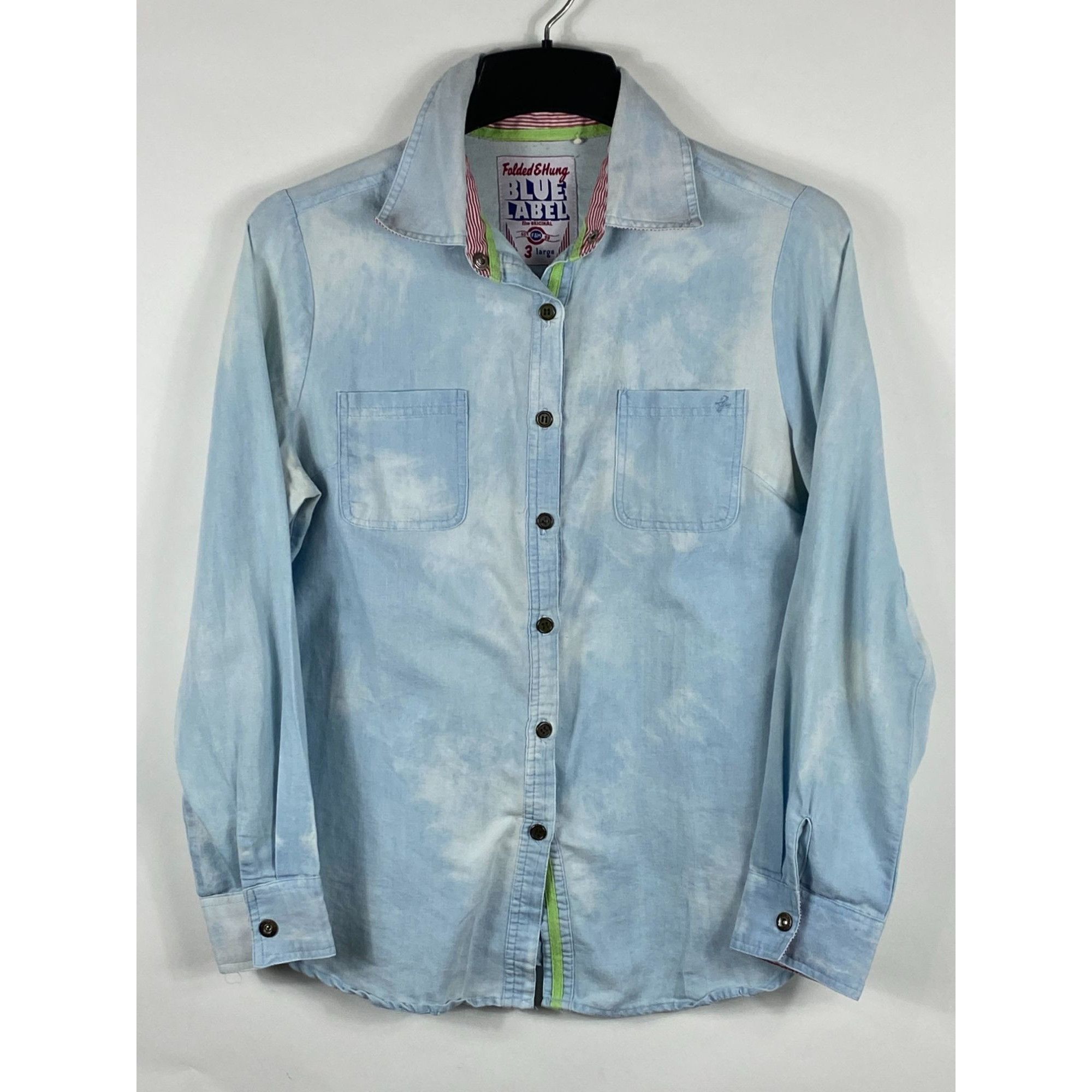 Other × Vintage VTG Folded & Hung Blue Label Acid Wash Button-Up Long Sleeve Size L / US 10 / IT 46 - 1 Thumbnail