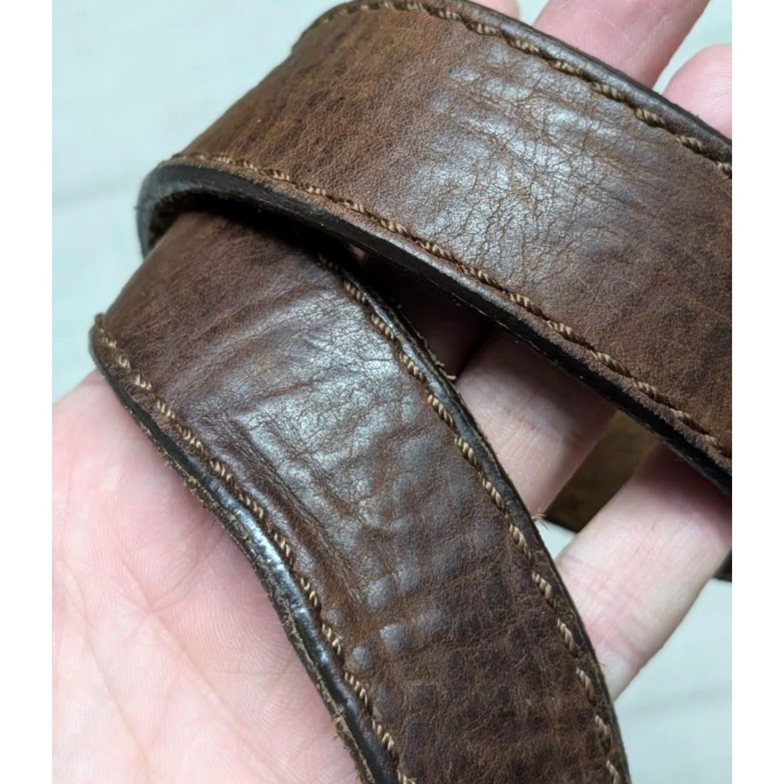 Vintage VINTAGE Justin belt Western 40 brown leather Cowhide USA Made belt Mens Brown Western Belt 40/41 Size 40 - 6 Thumbnail