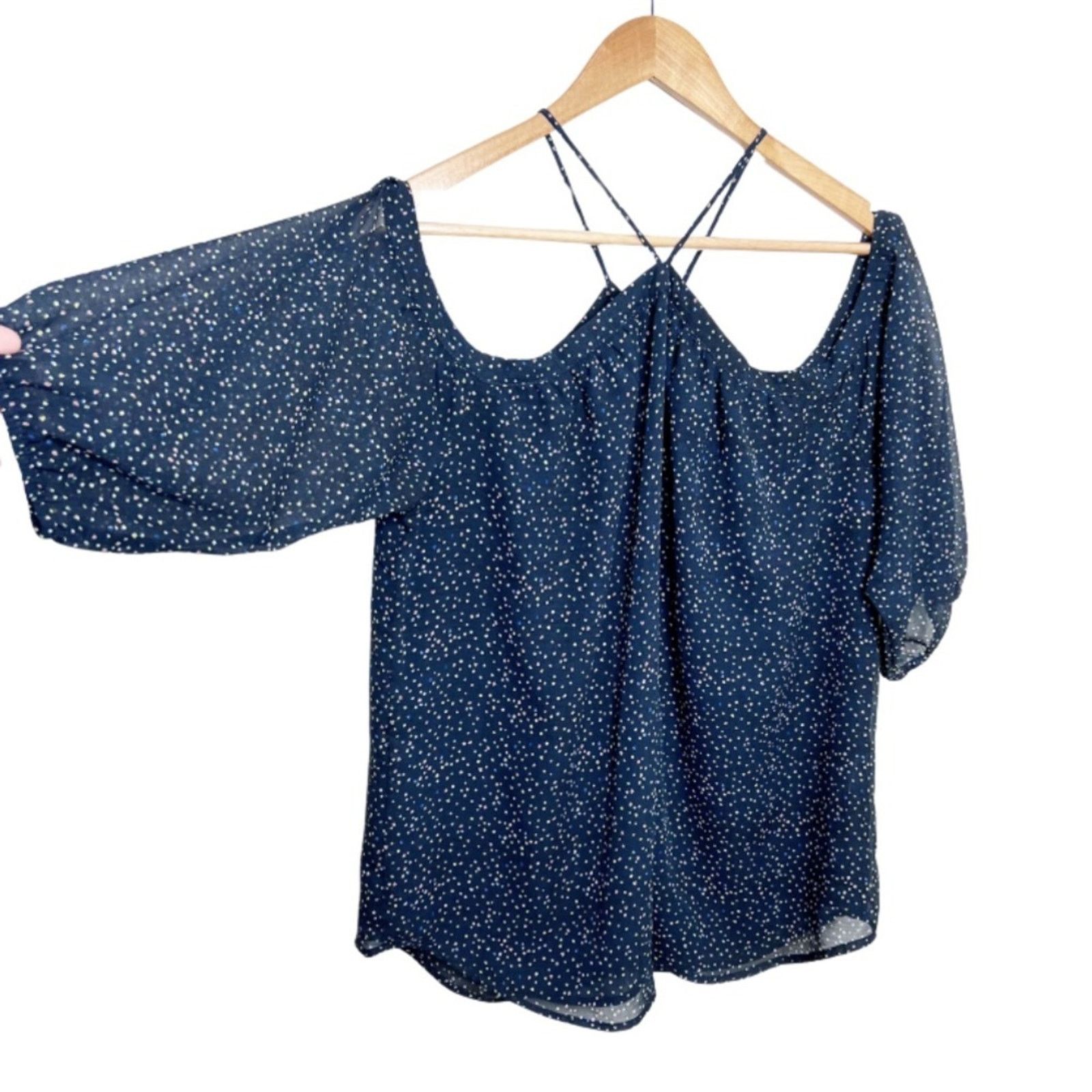 Other New with Tags Papermoon Women's Lidia Polka Dot Navy Blouse Size M / US 6-8 / IT 42-44 - 4 Thumbnail