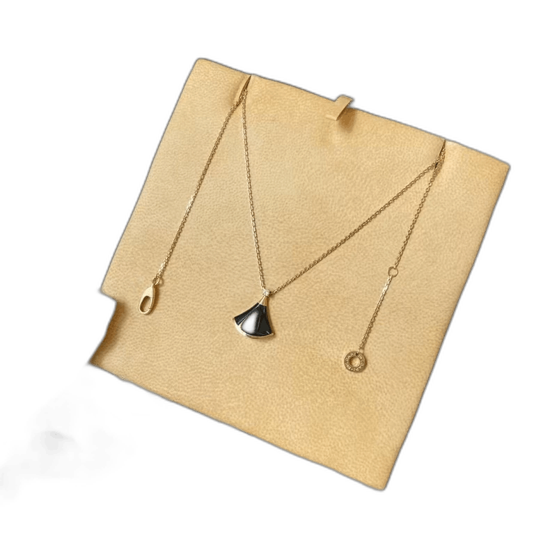 Bottega Veneta BVLGARI Black Fan Necklace with Gold Chain Size ONE SIZE - 1 Thumbnail