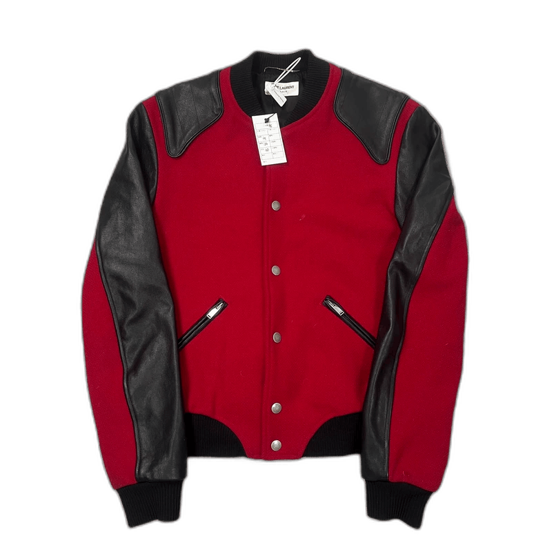 saint laurent red and black varsity jacket-2507