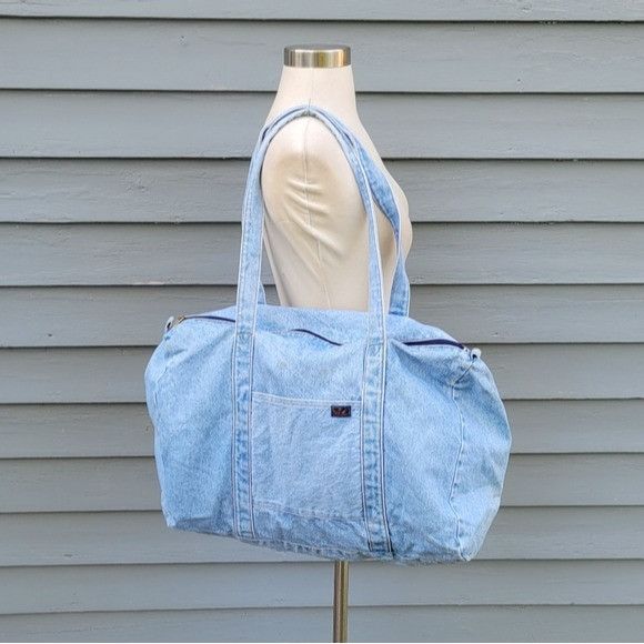 Vintage 90s y2k Bratz Blue Jean Denim School Hobo Large Lapt