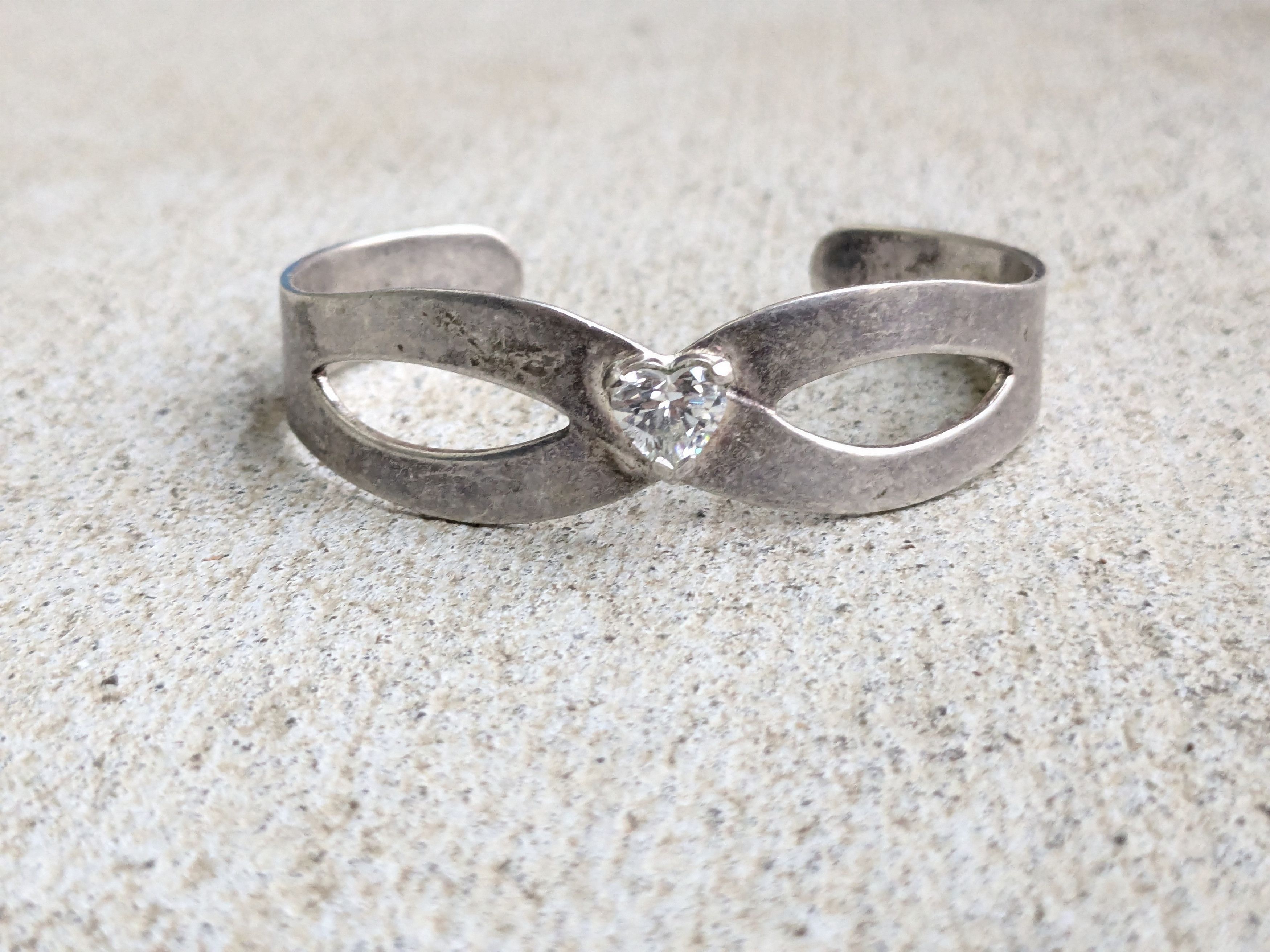 Jewelry × Vintage Vintage Sterling Silver Bracelet Cuff 5.5" Heart CZ Y2K Size ONE SIZE - 3 Thumbnail