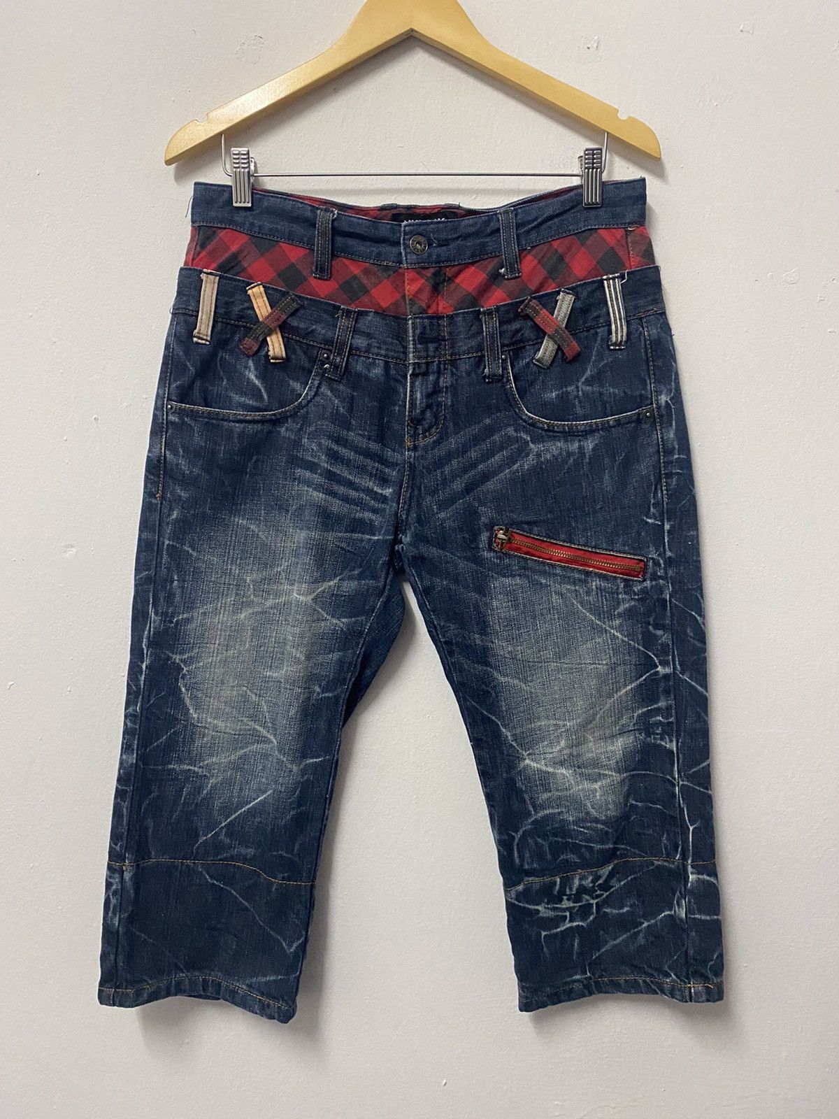 Japanese Brand Vintage Nylaus 3rd Quater Double Waist Jeans Size US 33 - 1 Thumbnail
