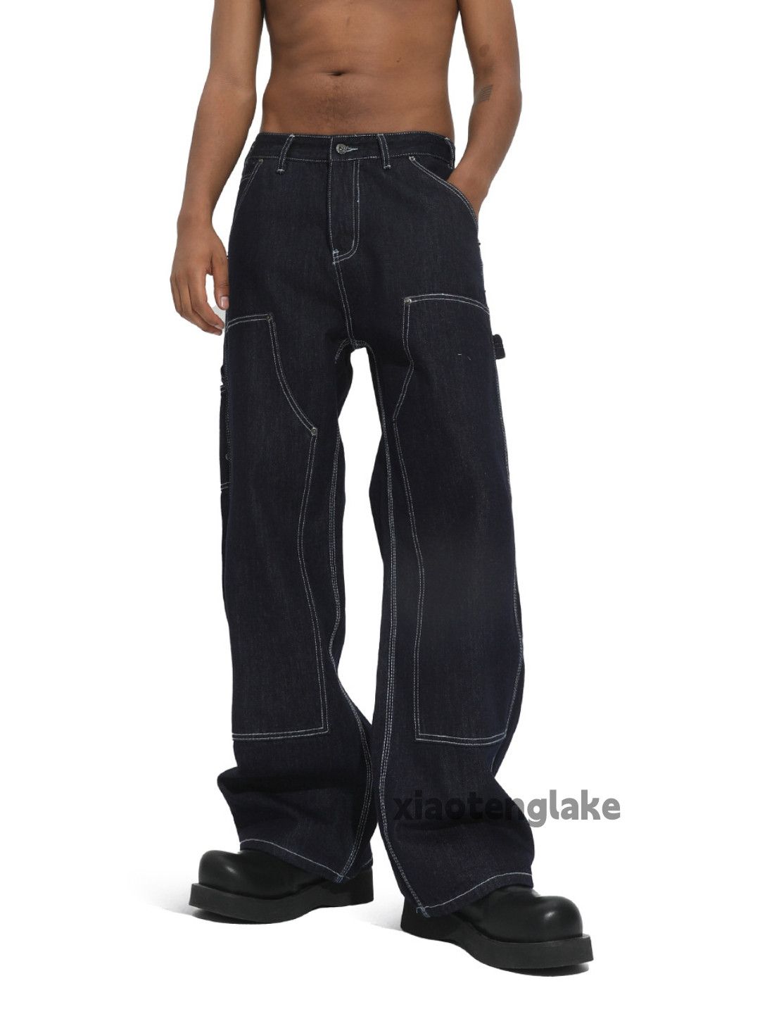 Jean Unisex outdoor utility loose baggy hiphop cargo jeans Size US 32 / EU 48 - 4 Thumbnail