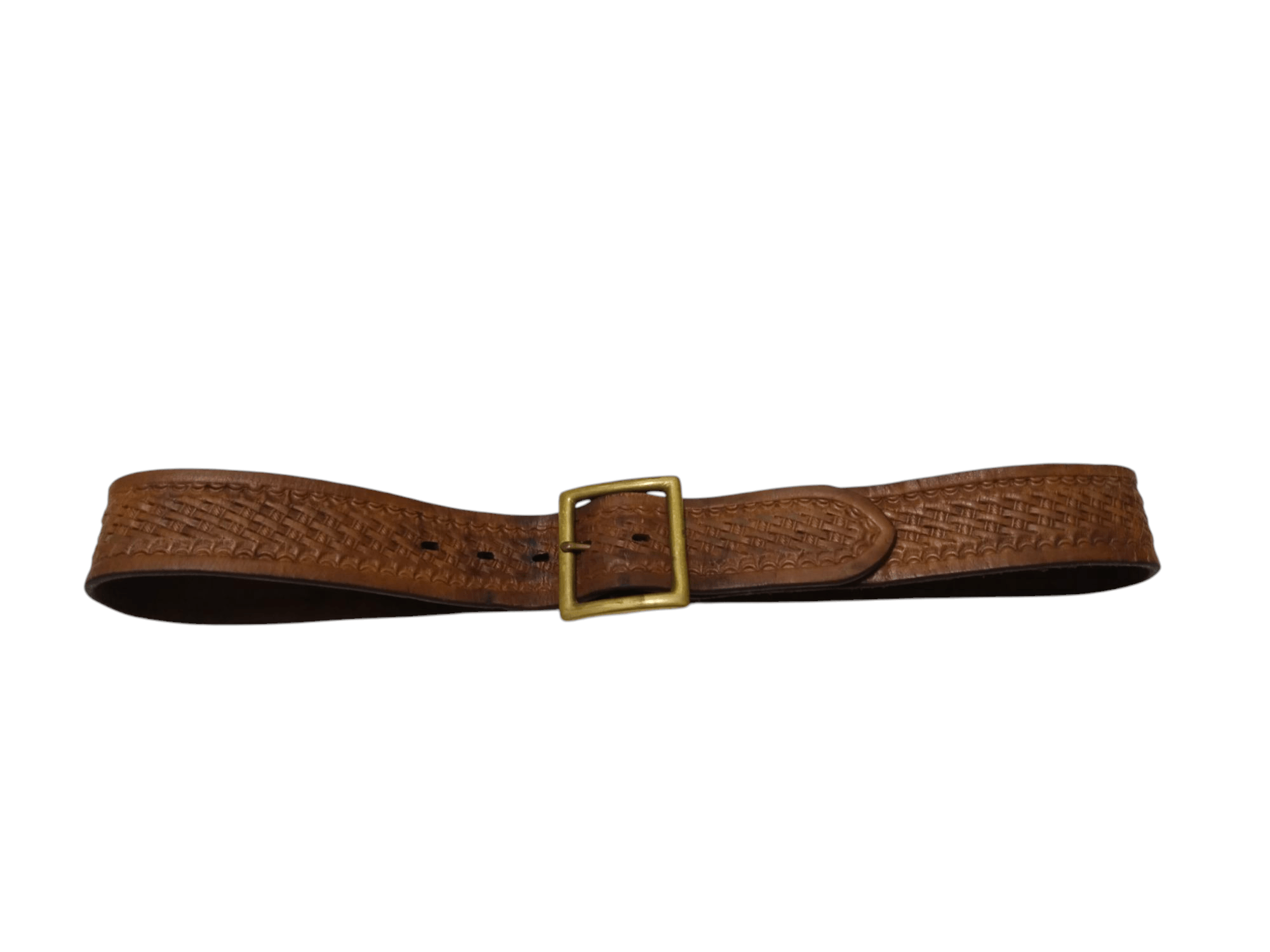 Leather × Vintage Vintage Solid Brass Leather Belt Waist 30-34 Size 34 - 1 Thumbnail