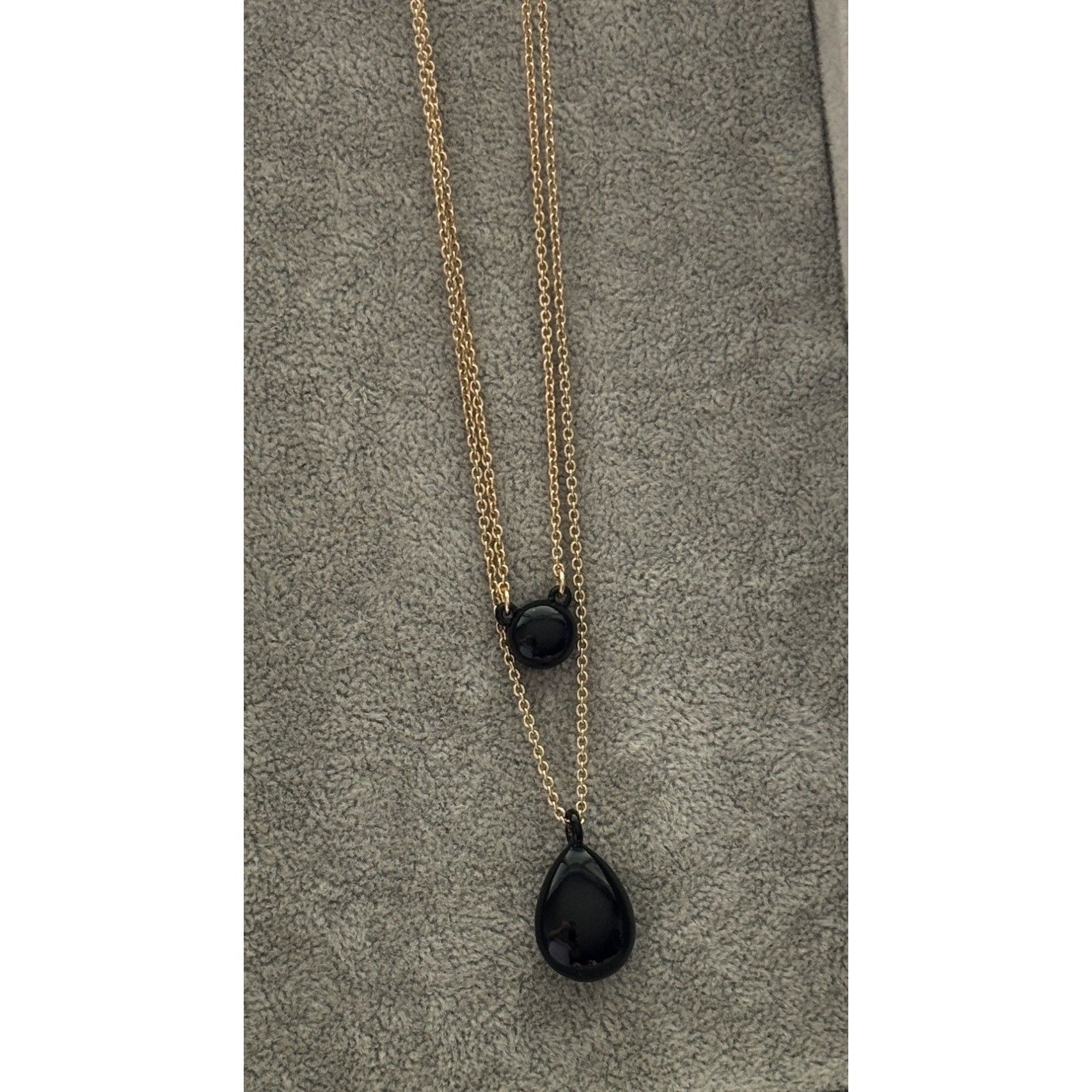 DKNY DKNY Gold-Tone Layered Chain Necklace With Black Teardrop & Size ONE SIZE - 1 Thumbnail