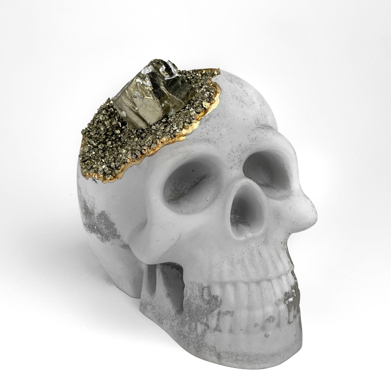 Other Pyrite Crystal Skull | Handmade Concrete Geode Decor Size ONE SIZE - 2 Thumbnail