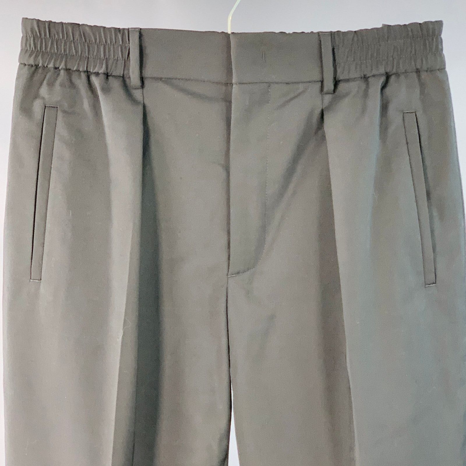 Fendi FENDI Black Wool Pleated Elastic Waistband Casual Pants Size US 30 / EU 46 - 2 Thumbnail