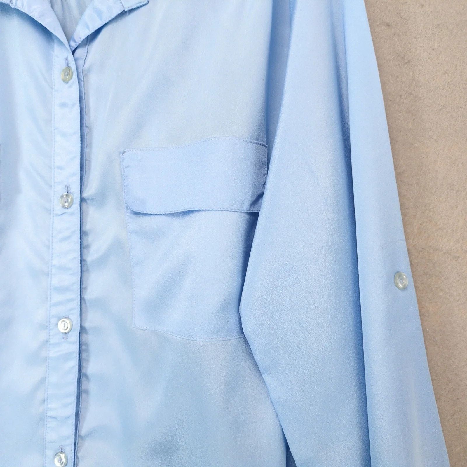 Vintage Carl Lawrence Blue Button Front Blouse Women's M Long Sleeve Size M / US 6-8 / IT 42-44 - 8 Thumbnail