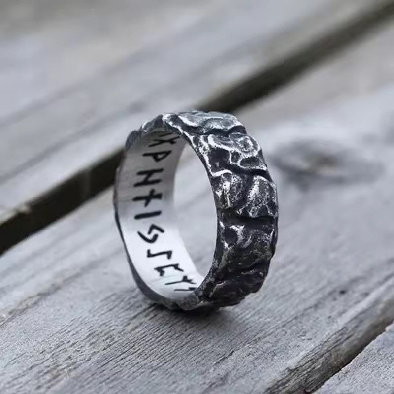 Japanese Brand Round Rock Ring Viking Rune ( siz3 7-13 ) Size ONE SIZE - 5 Thumbnail