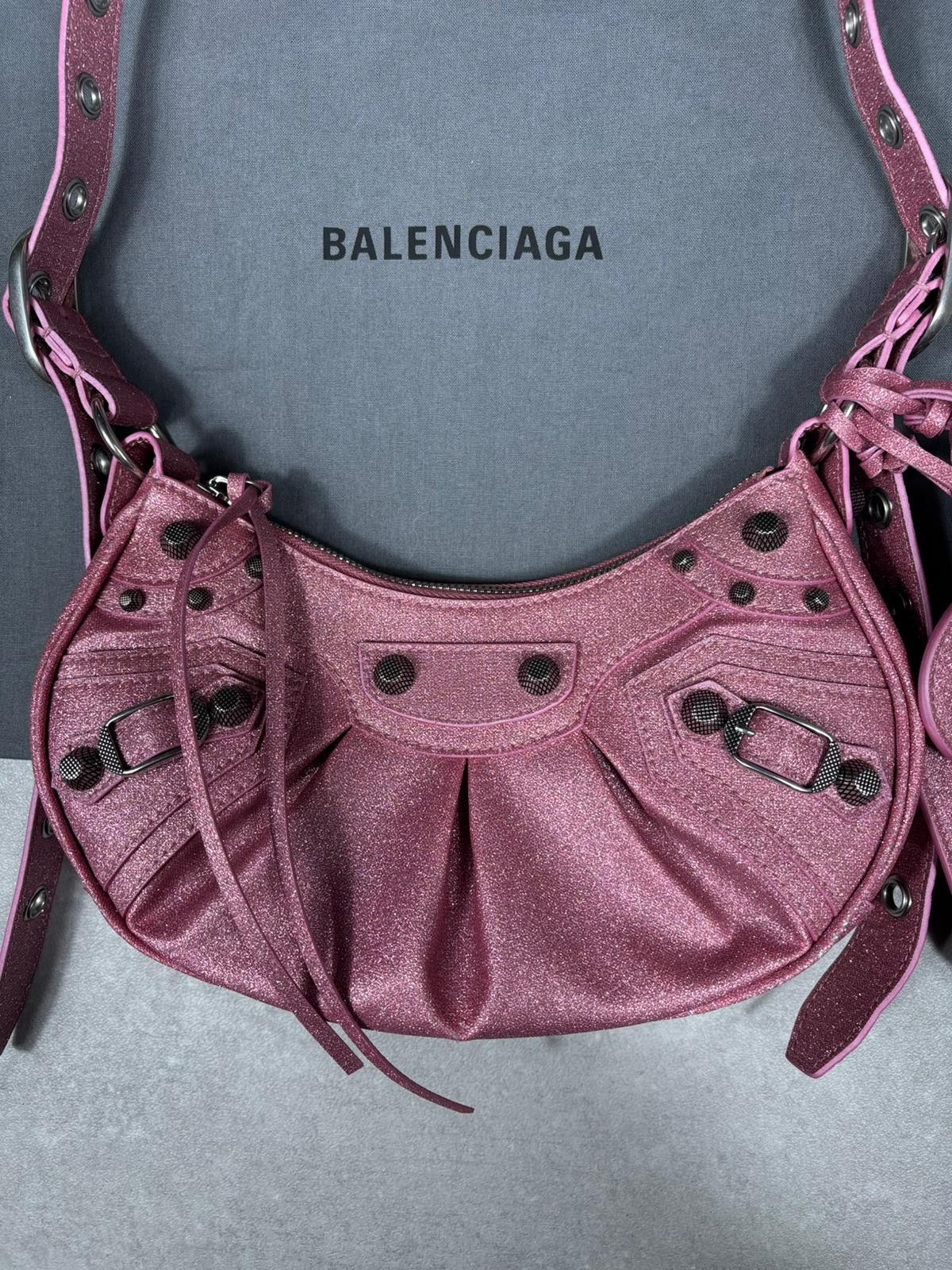 Balenciaga Balenciaga Le Cagole XS Glitter Pink Heart Mirror New Size ONE SIZE - 6 Thumbnail