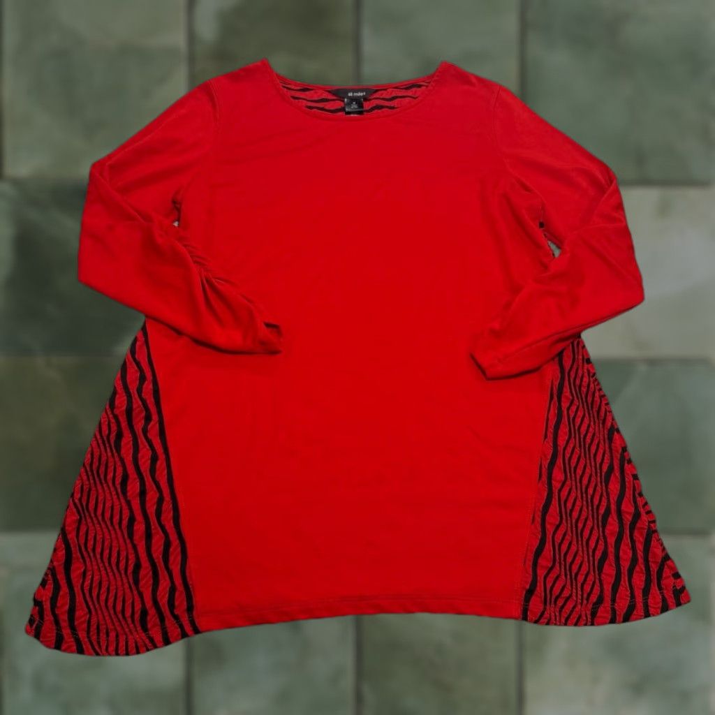 Vintage Ali Miles Blouse Shirt Women M Red Wearable Art Long Sleeve Abstract Top Size M / US 6-8 / IT 42-44 - 1 Thumbnail