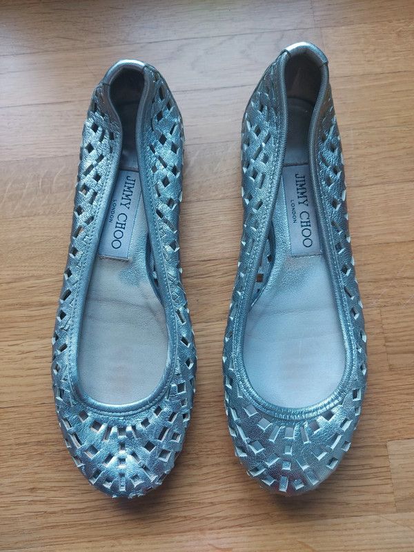 Jimmy Choo Jimmy Choo silver leather ballet flats 2.5 Size US 4.5 / IT 34.5 - 1 Thumbnail