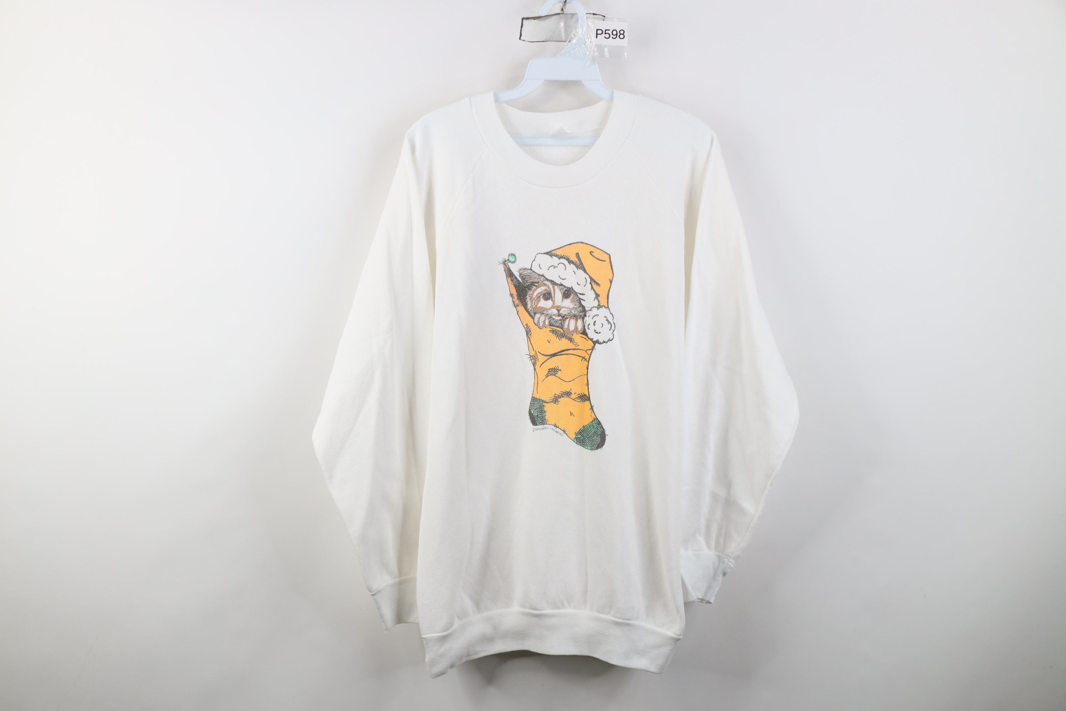 Vintage Vintage 90s Christmas Cat Kitten Crewneck Sweatshirt Size XL / US 12-14 / IT 48-50 - 1 Thumbnail