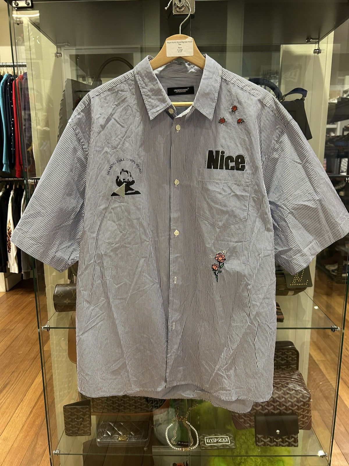 Undercover Undercover Pinstripe Embroidered Button Up Short Sleeve Tee Size US L / EU 52-54 / 3 - 1 Thumbnail