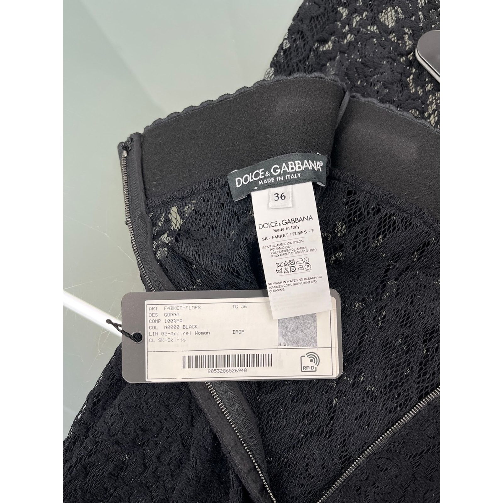 Dolce & Gabbana Dolce & Gabbana Black Sheer Lace Midi Skirt IT 36 US XXS Size 25" / US 0 / IT 36 - 13 Thumbnail
