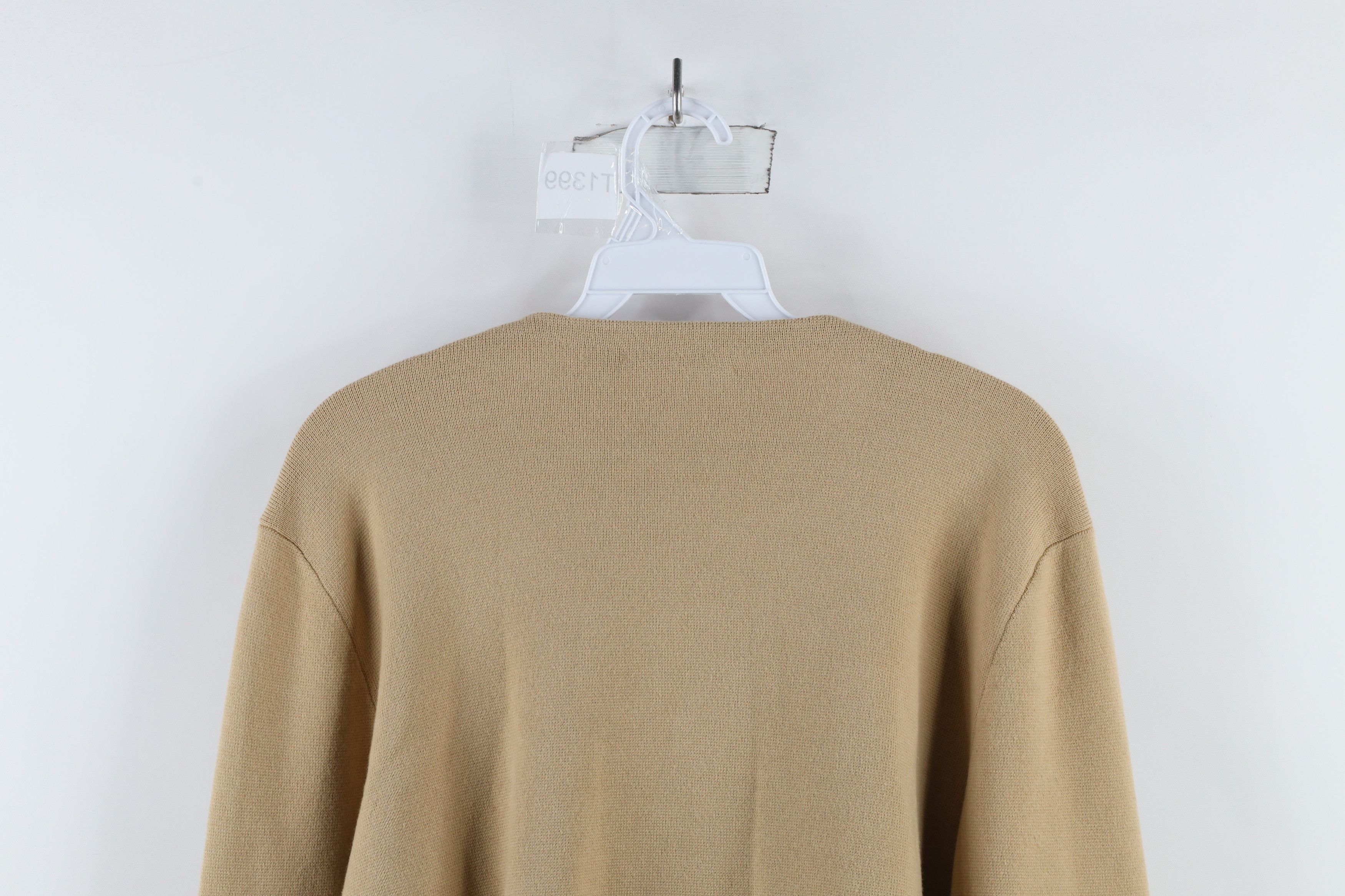 Ralph Lauren × Vintage Vintage Ralph Lauren Asymmetrical Zip Knit Sweater Beige Size XL / US 12-14 / IT 48-50 - 13 Thumbnail