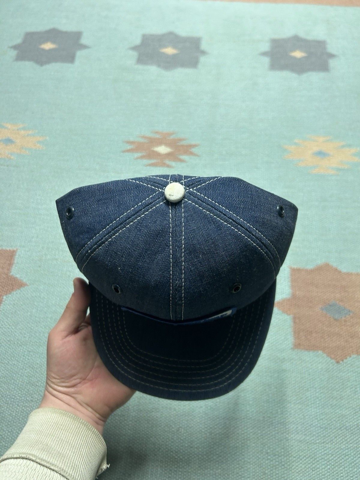 Vintage Vtg 80 snapback hat denim stabilized nitrogen patch made USA Size ONE SIZE - 3 Thumbnail