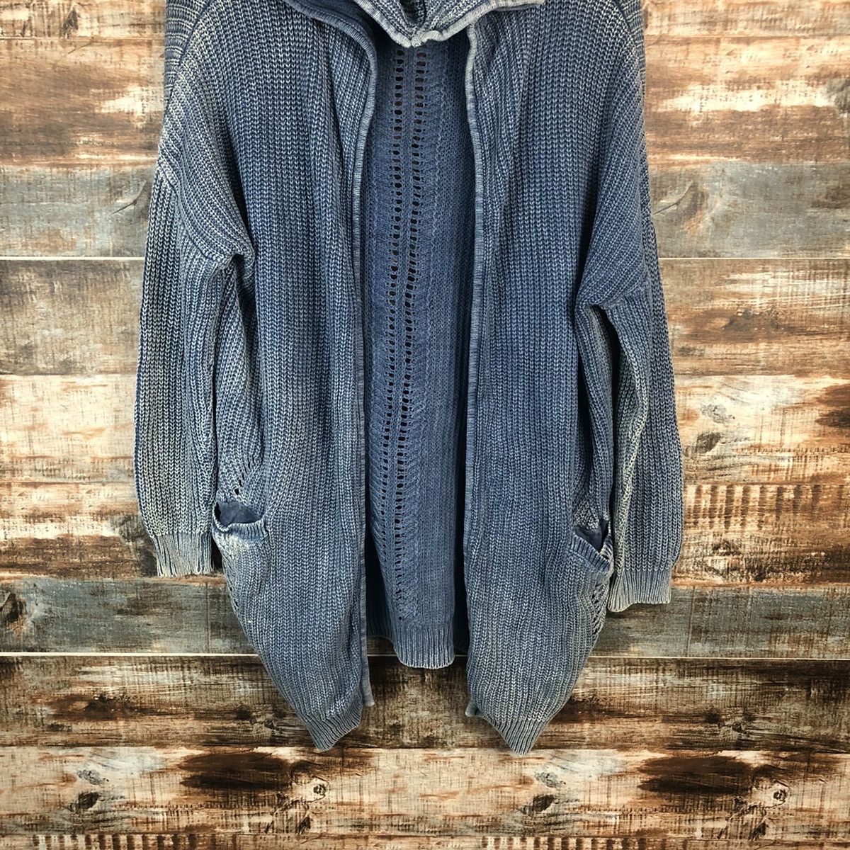 Indigo Azul Blue indigo faded Cardigan Hoodie Knitwear #A1887 Size US M / EU 48-50 / 2 - 6 Thumbnail