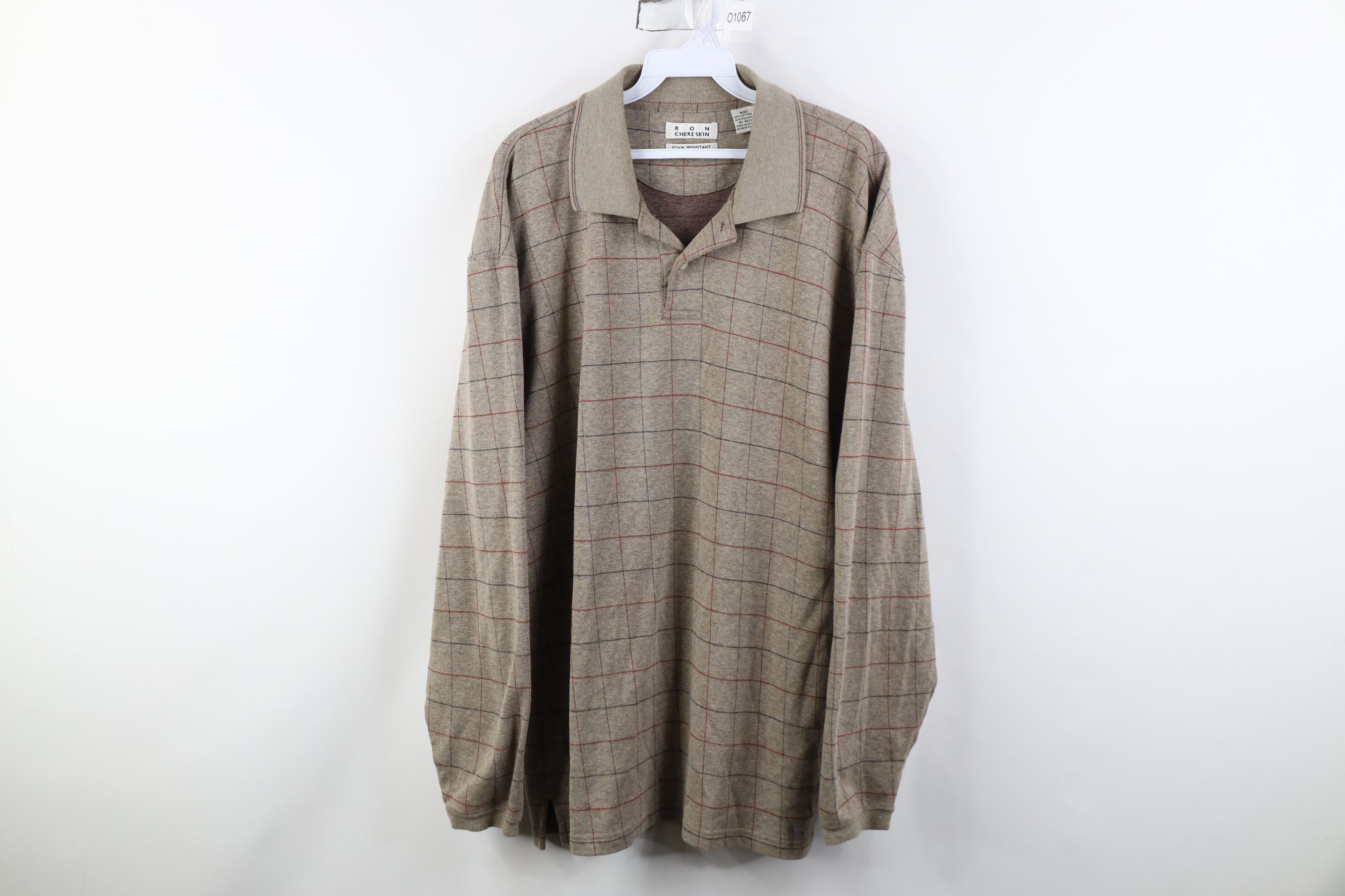 Vintage Vintage 90s Streetwear Long Sleeve Rugby Polo Shirt Plaid Size US XXL / EU 58 / 5 - 1 Thumbnail