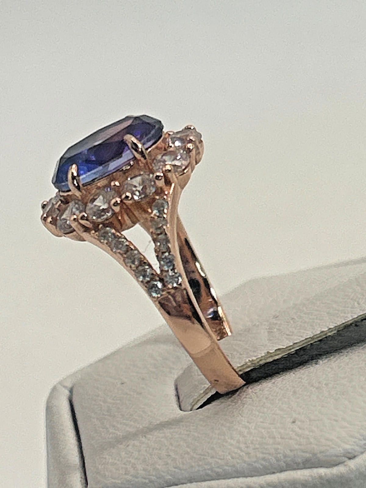 Sterling Silver 925 Vintage Sterling Silver Rose Gold Ring Size 7 Purple Size ONE SIZE - 3 Thumbnail
