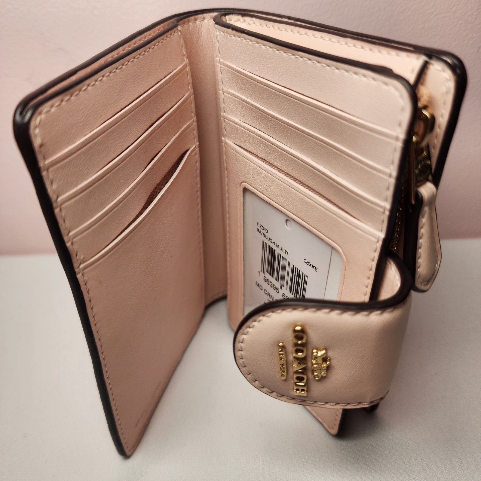 Coach Coach CZ343 Medium Corner Zip Wallet Rosette Floral Pink Size ONE SIZE - 3 Thumbnail