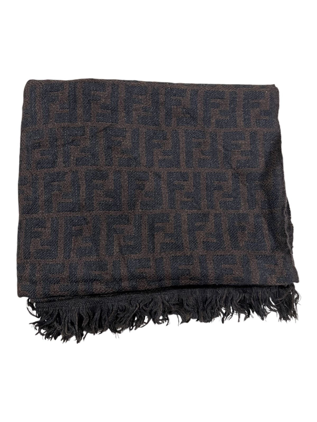Vintage Fendi Zucca FF Jacquard Monogram Wool Scarf Muffler