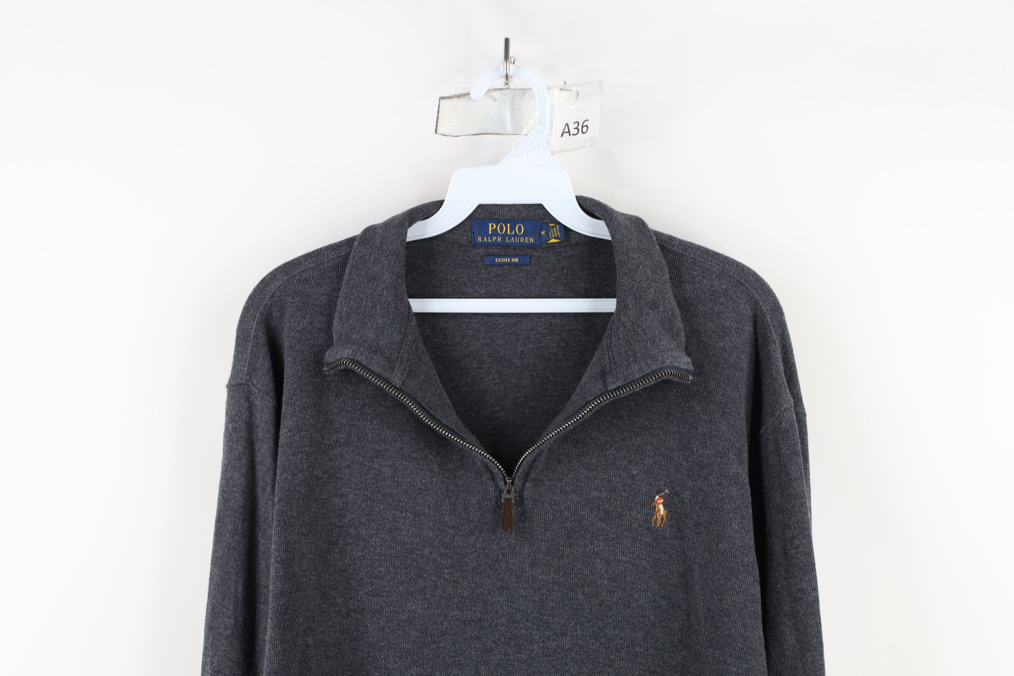 Ralph Lauren × Vintage Vintage Ralph Lauren Ribbed Knit Half Zip Sweater Gray Size US M / EU 48-50 / 2 - 2 Thumbnail