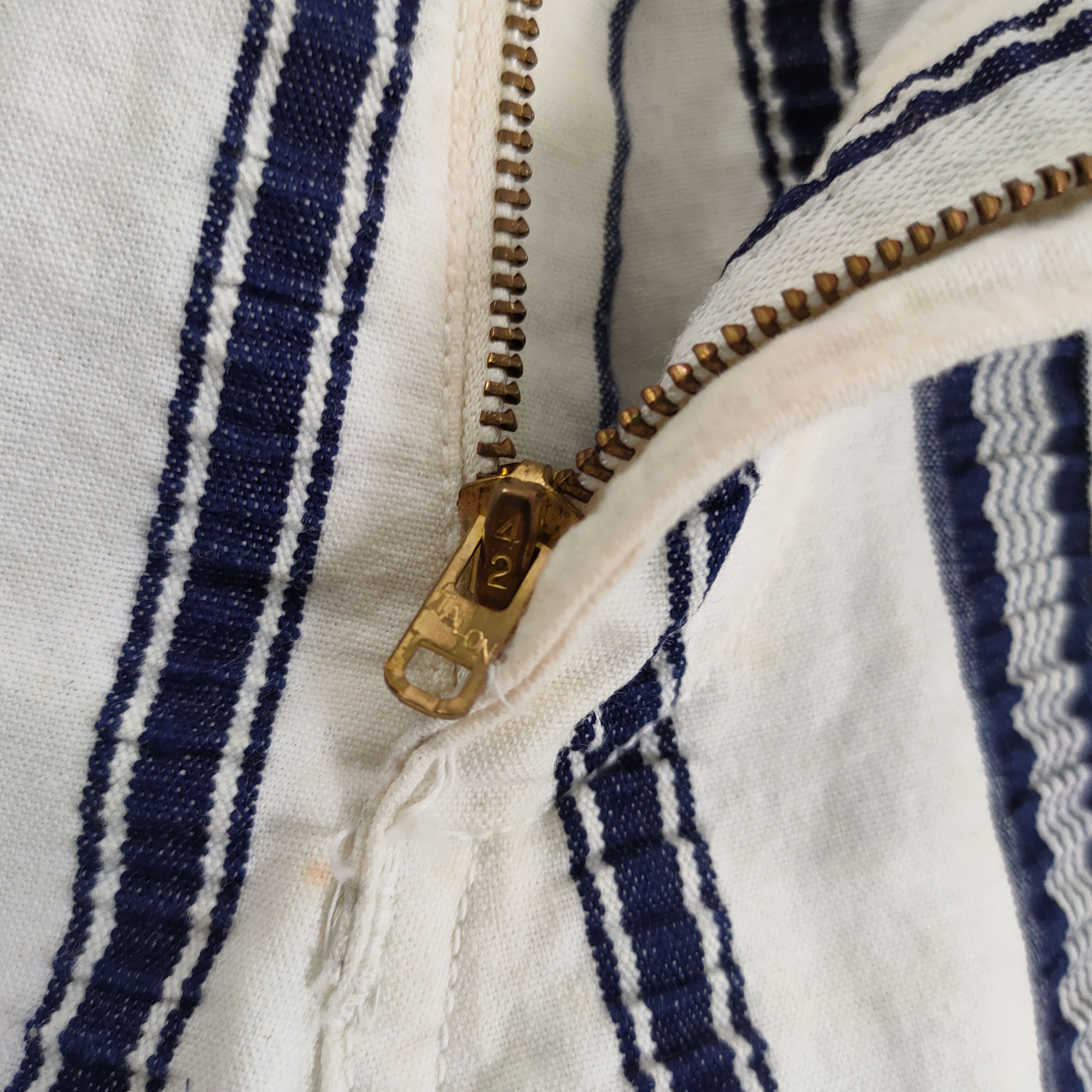Japan Blue × Solid and Striped × Vintage VINTAGE BLUE WAY TALON STRIPE FLARED PANTS Size US 28 / EU 44 - 7 Thumbnail