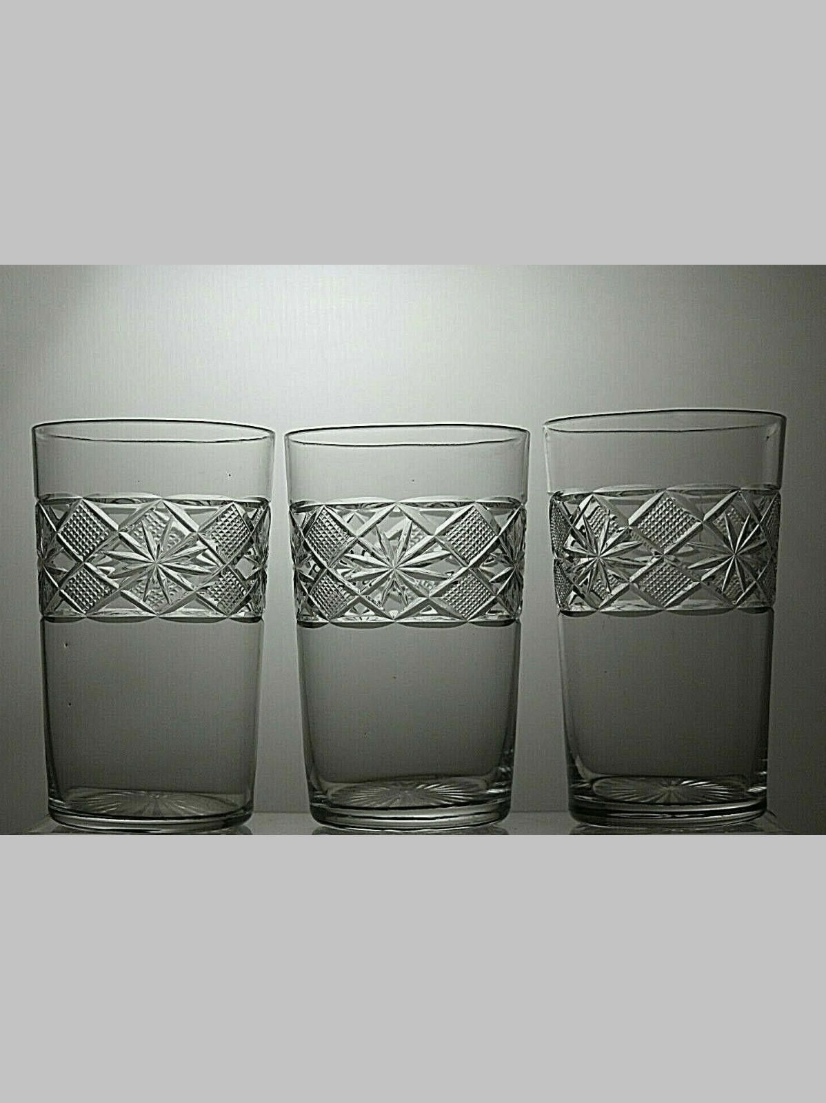 The Unbranded Brand Lead Crystal Hand Cut Glass Set Of 3 Tumblers 4 1/2" Size ONE SIZE - 1 Thumbnail