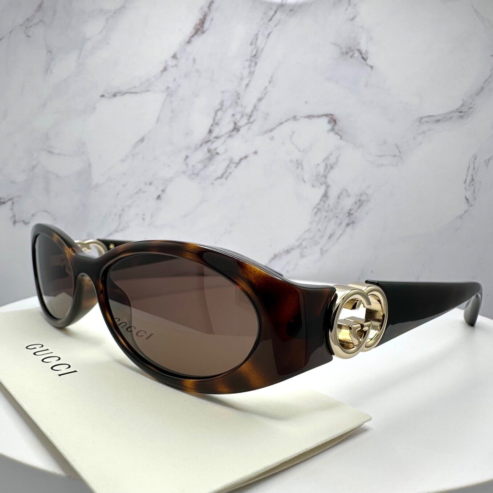 Gucci New Gucci Sunglasses Brown Tortoise Hailey Bieber Collab Size ONE SIZE - 6 Thumbnail
