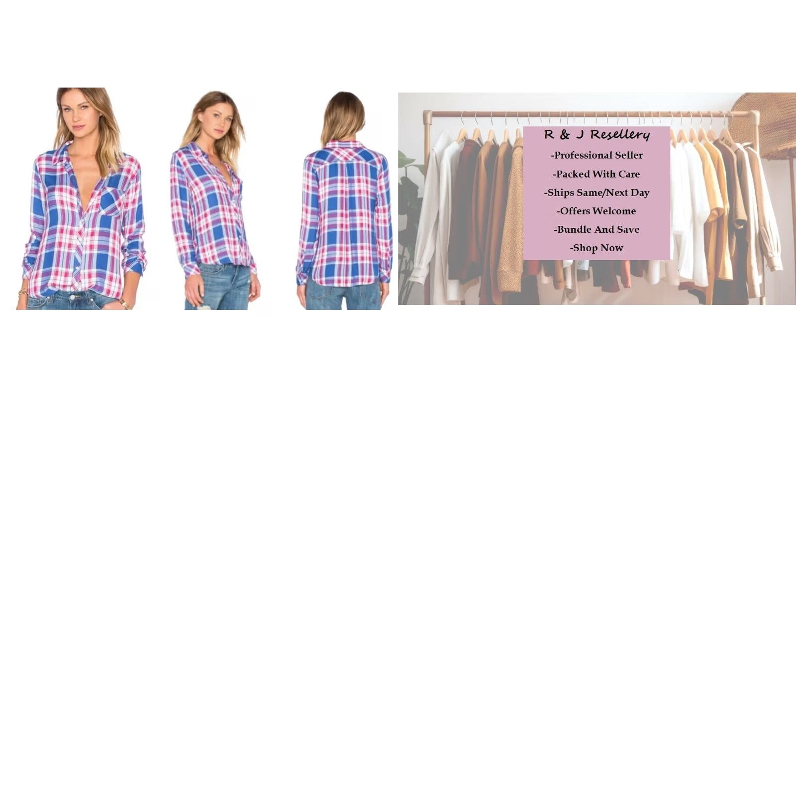 Rails Rails Button-Down Shirt Women M Plaid Rayon Blue Pink Henley? Size M / US 6-8 / IT 42-44 - 8 Thumbnail