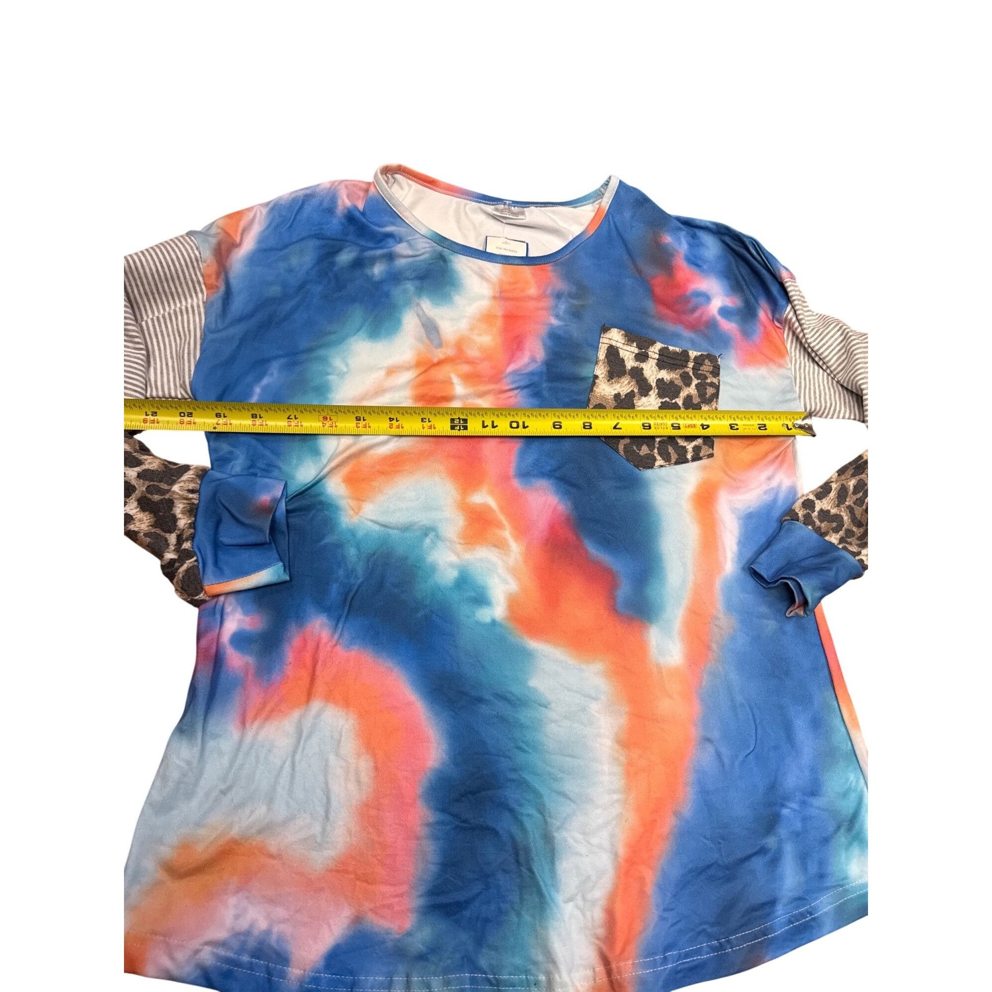 Other Tie-Dye Long Sleeve Top With Leopard Pocket & Striped Accent Size S / US 4 / IT 40 - 5 Thumbnail