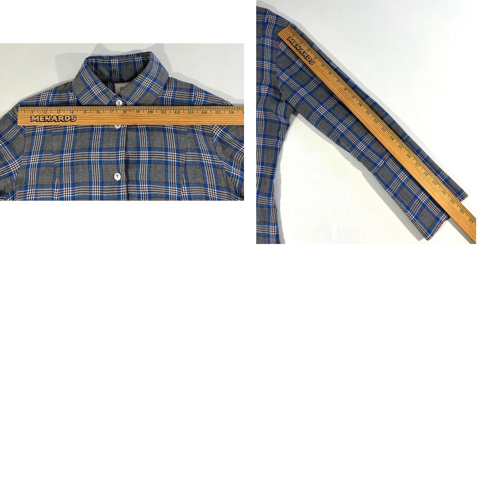 Vintage VINTAGE Bell by Alicia Bell Button-Up Flannel Shirt Ladies Plaid Gray Blue 6 Cap Sleeve? (Note: Not adding new details) Size M / US 6-8 / IT 42-44 - 9 Thumbnail