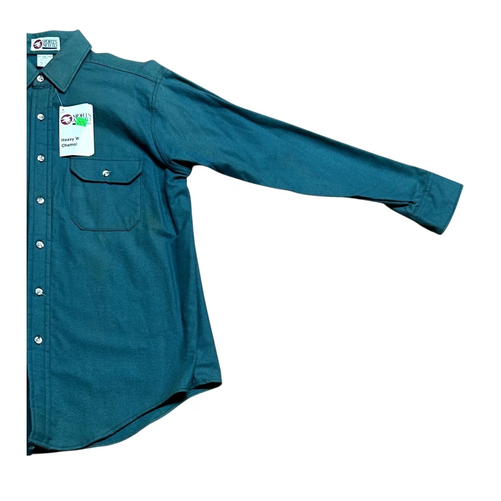 Vintage VINTAGE Sports Afield Green Heavy Weight Chamois Shirt Button-Down Men Large New Size US L / EU 52-54 / 3 - 3 Thumbnail