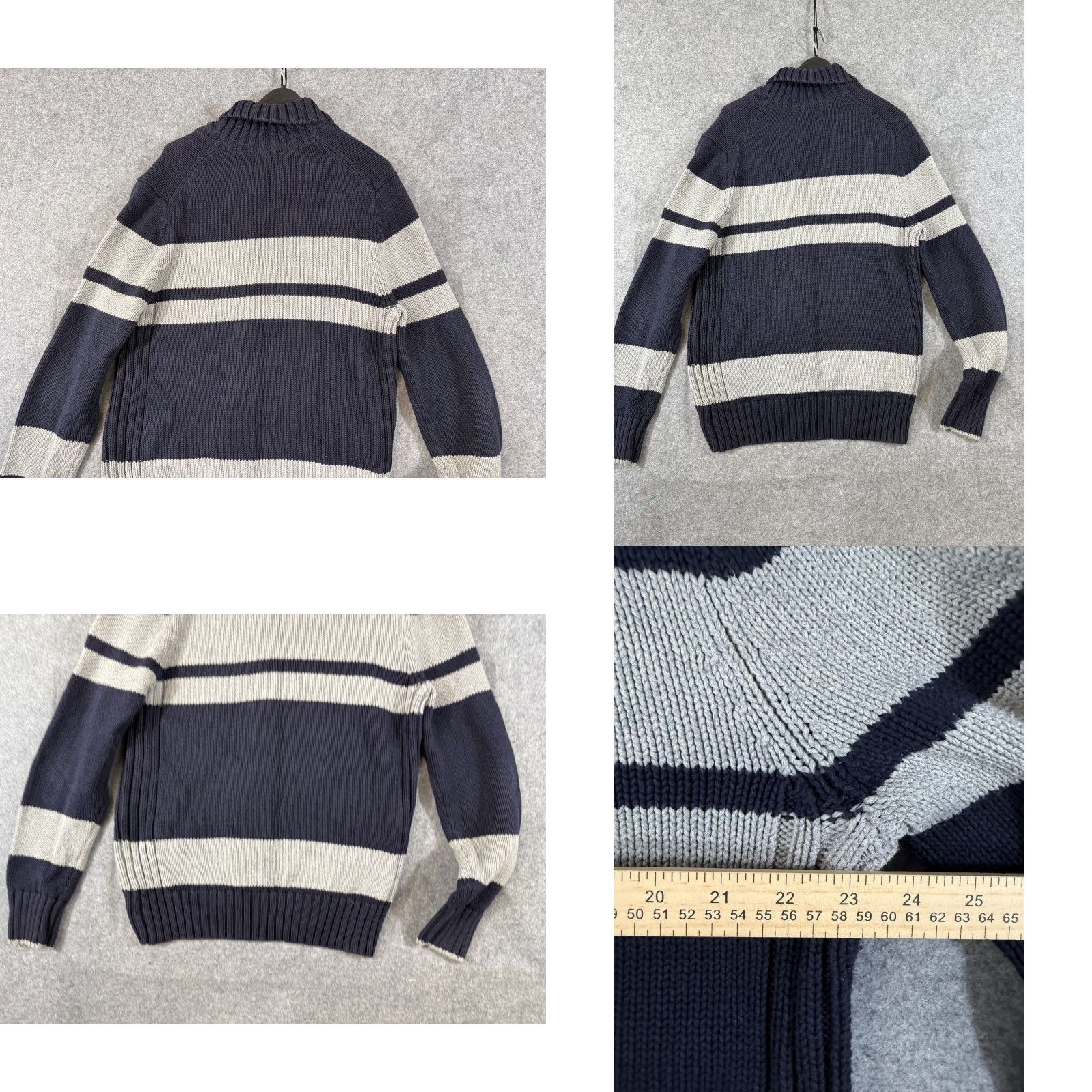 Banana Republic Banana Republic Sweater Mens L Blue Gray Striped Knit Button Front Cardigan Size US L / EU 52-54 / 3 - 8 Thumbnail
