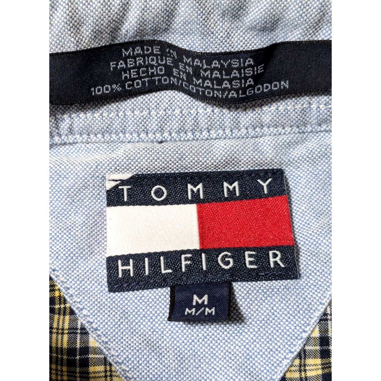 Tommy Hilfiger VTG Tommy Hilfiger Men Medium Blue Yellow Plaid 100% Cotton Button-Up Shirt Size US M / EU 48-50 / 2 - 6 Thumbnail