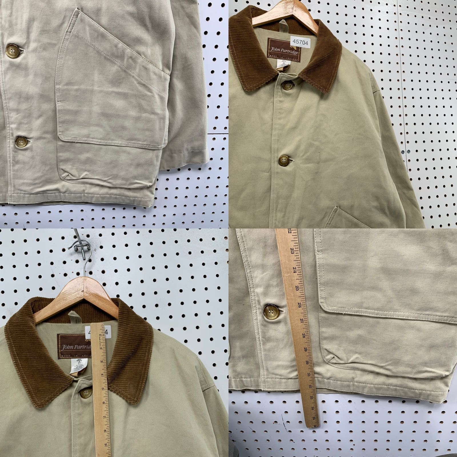 Vintage John Partridge Coat Men M Beige Canvas Corduroy Collar England Size US M / EU 48-50 / 2 - 8 Thumbnail
