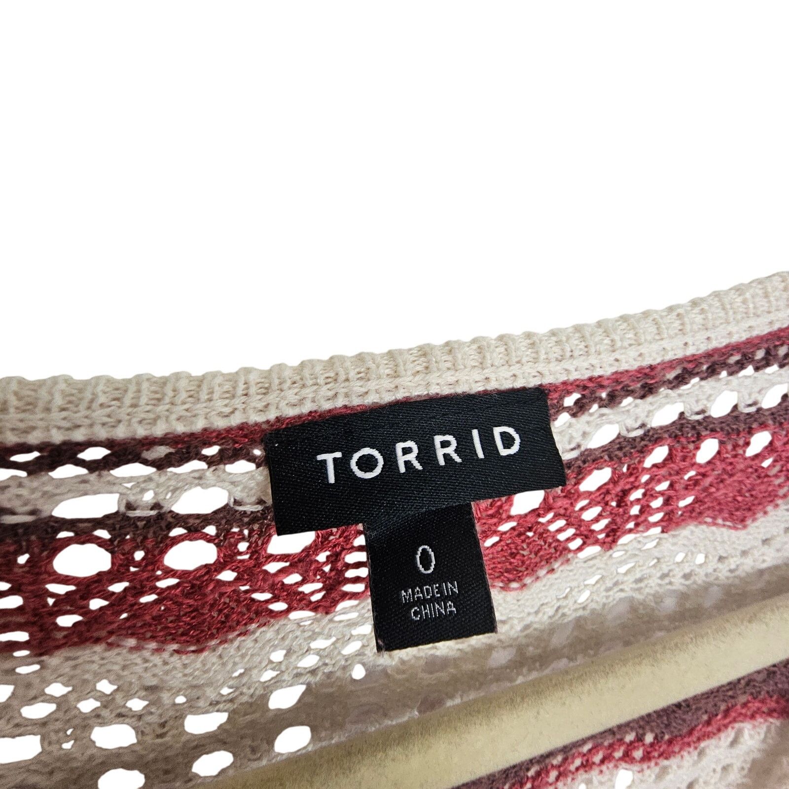 Corridor Torrid Sweater Pink White Striped Crochet Pullover Sweater 0 Size XS / US 0-2 / IT 36-38 - 6 Thumbnail