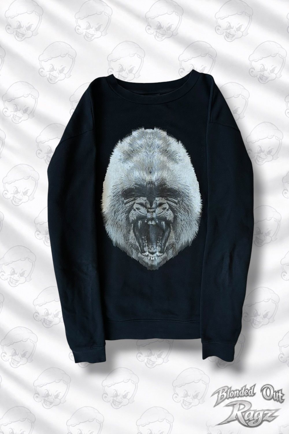 Marcelo Burlon Marcelo Burlon Gorilla Print Logo Crewneck Black Size US M / EU 48-50 / 2 - 1 Thumbnail