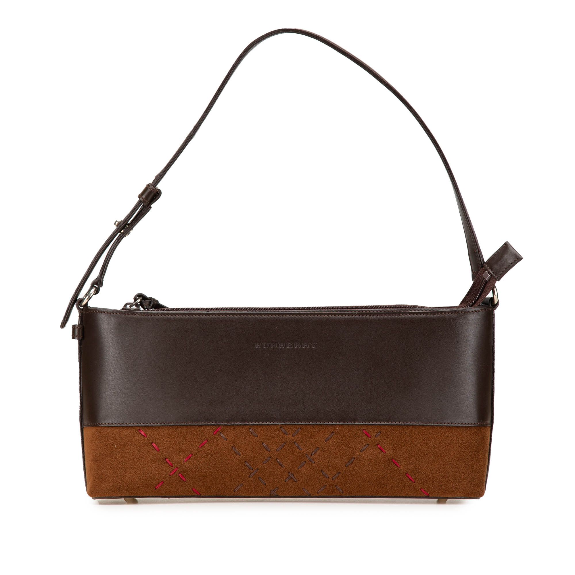 Burberry Calfskin And Suede Stitch Shoulder Bag in Brown, Women's