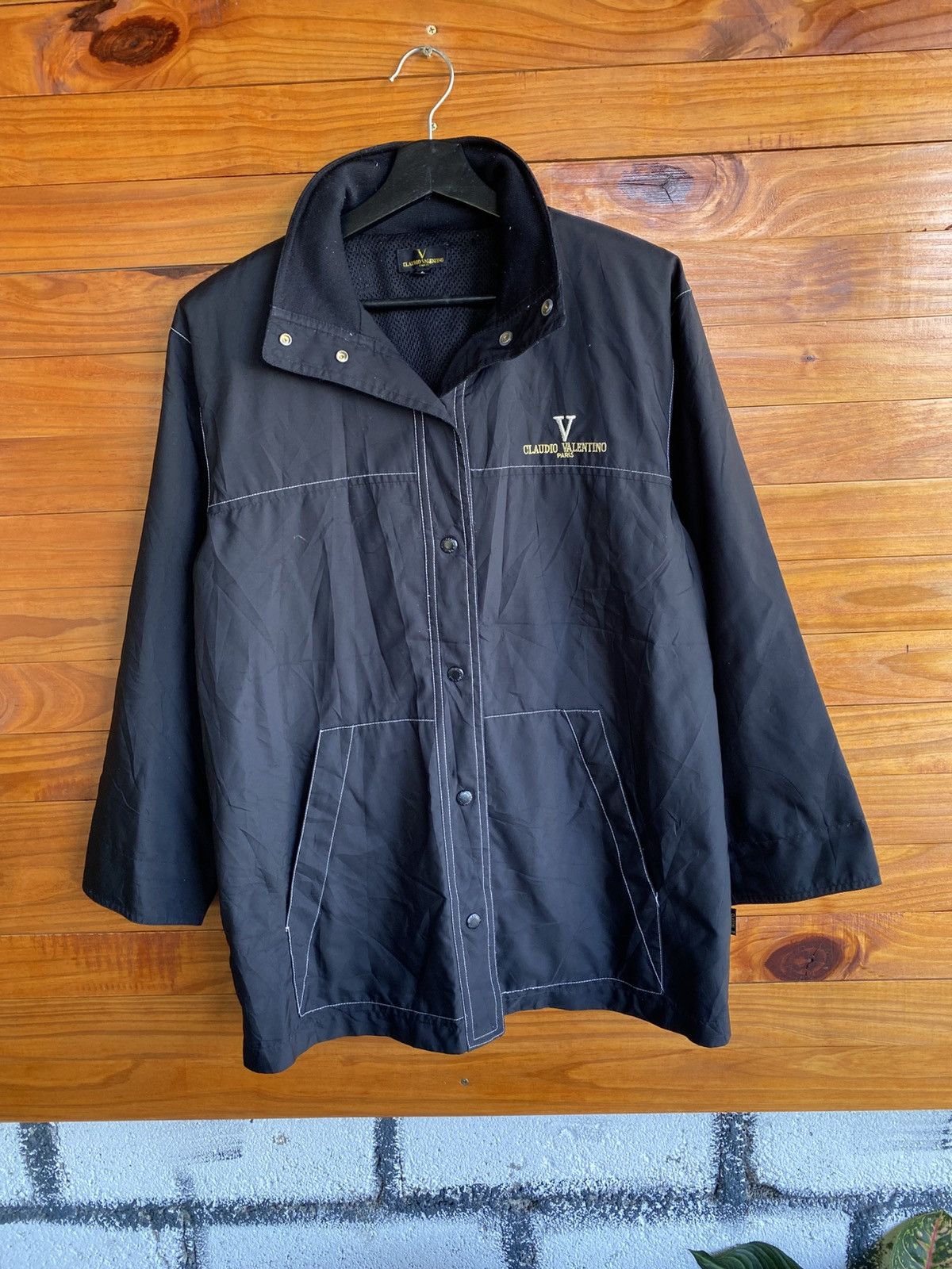 Designer Claudio Valentino Paris Black Nylon Jacket – Vintage Men’s Size US L / EU 52-54 / 3 - 3 Thumbnail