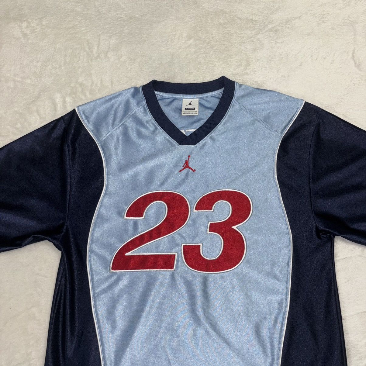 Jordan Brand × Supreme Supreme Jordan Warm Up Jersey Small Light Blue Football FW24 Size US S / EU 44-46 / 1 - 2 Thumbnail